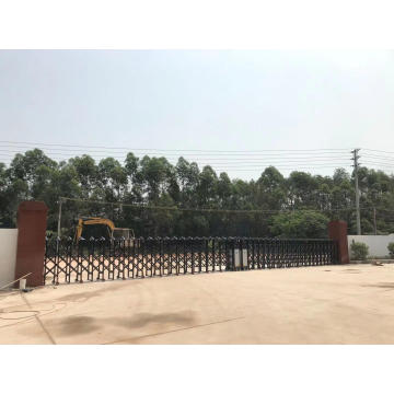 Customized White Automatic Retractable Gate Aluminum Telescopic Gate Courtyard Sliding Gate Simple Style Trellis Folding Design